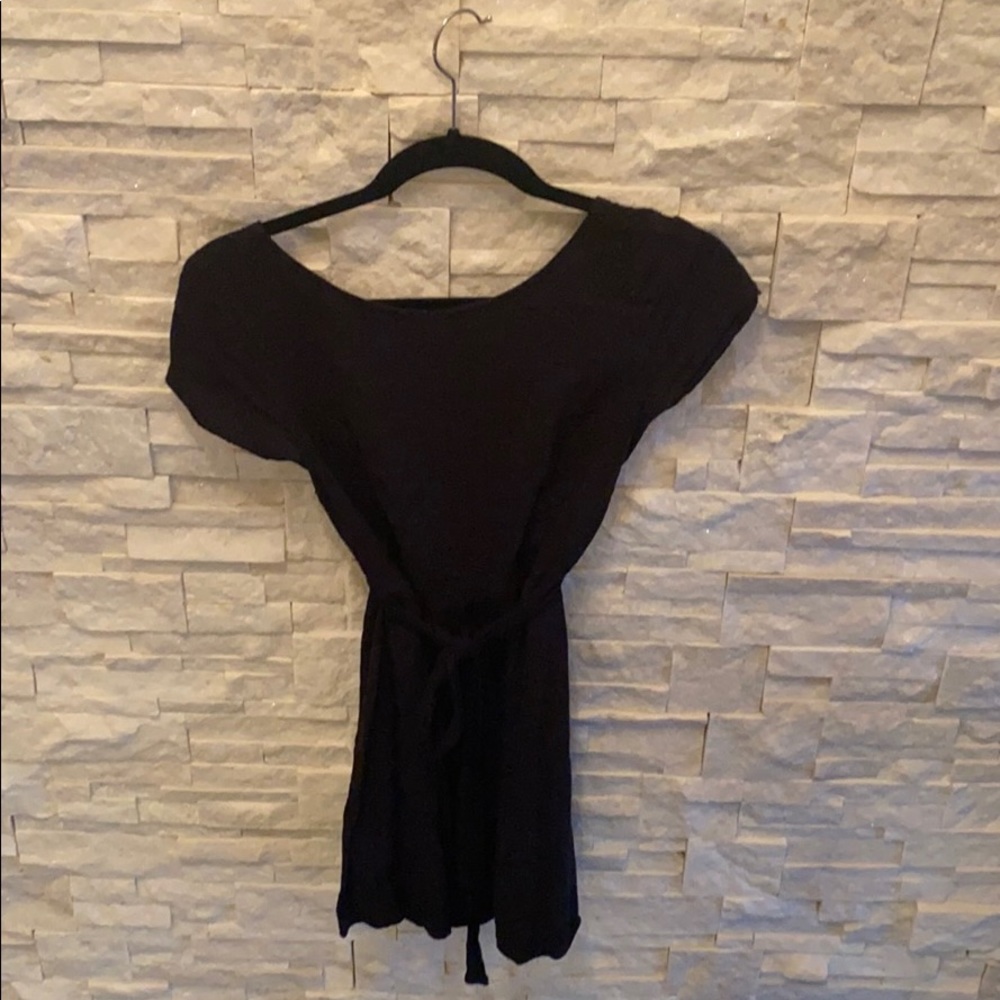 Black open back mini dress